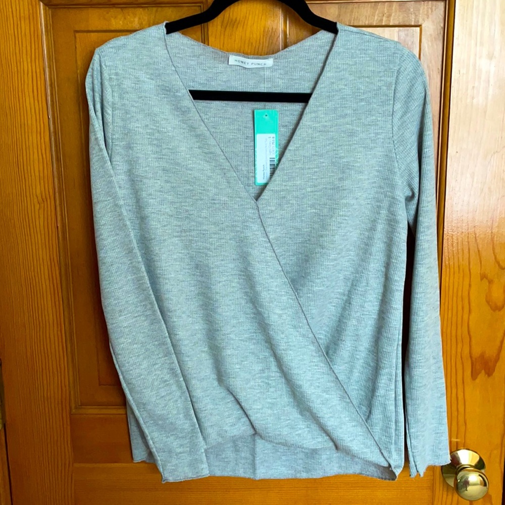 Gray knit top, size small